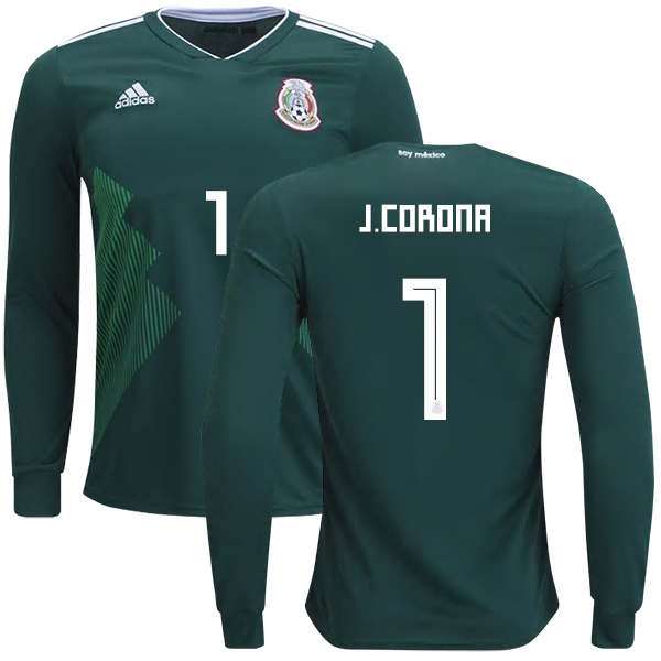 Mexico #1 J.Corona Home Long Sleeves Kid Soccer Country Jersey - Click Image to Close